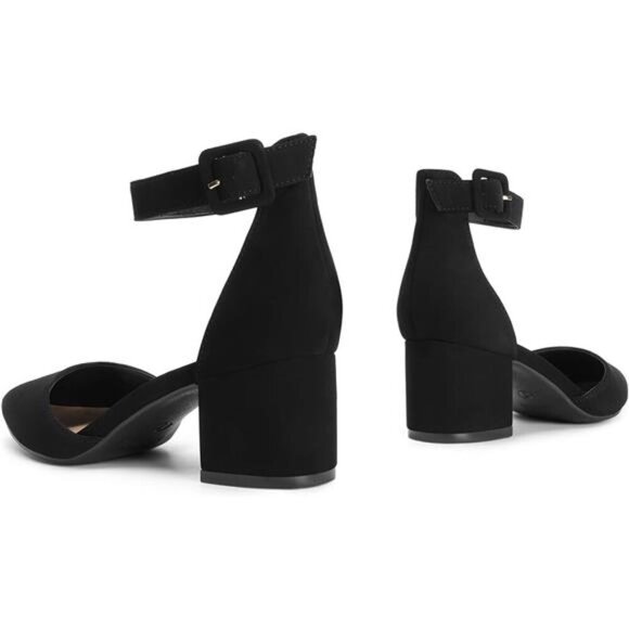 New In Box Womens Pointed Toe Low Chunky Heels Pump Shoes - Picture 6 of 7